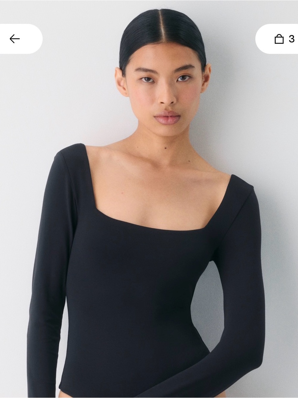 Aritzia Babaton Contour Black Long Sleeve Square Neck Bodysuit